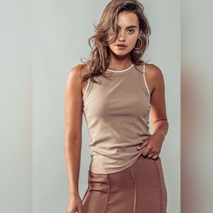 Structured Knit Tank Top in Taupe
